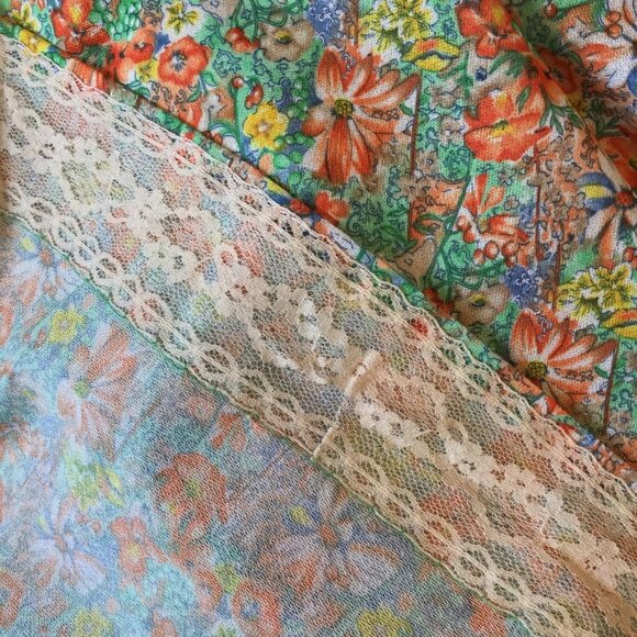 Vintage Kay Windsor women’s midi dress semi sheer floral print short sleeve cott - Picture 9 of 12